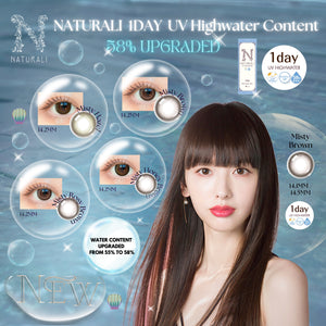 新顏色! Naturali 1-day UV High Water Content 高含水日拋 58% - Misty Rosy Brown (14.2mm)